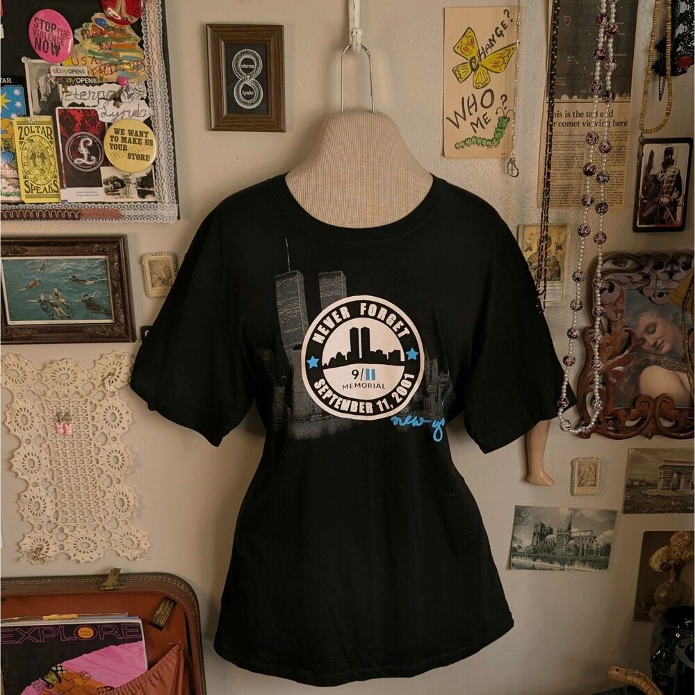 9/11 Memorial Graphic T-Shirt Men's Medium Black